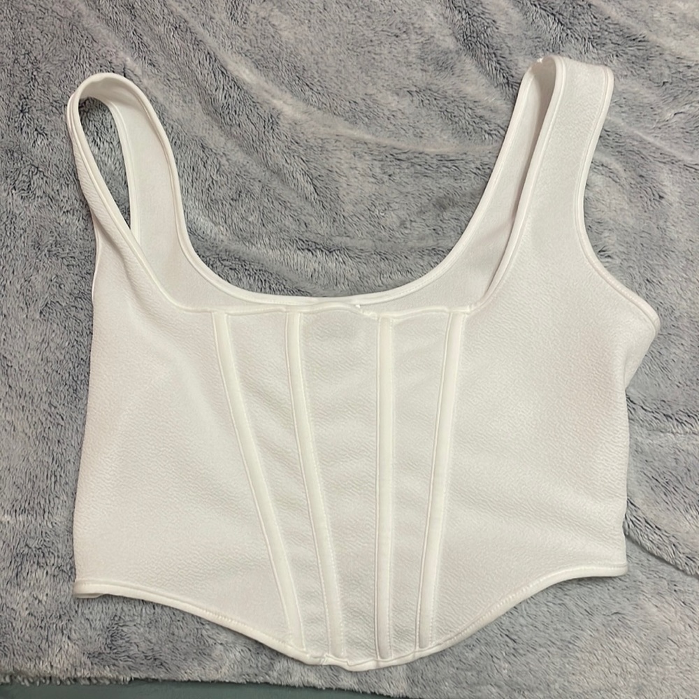 white corset top!! worn once, size xs but is really a size s